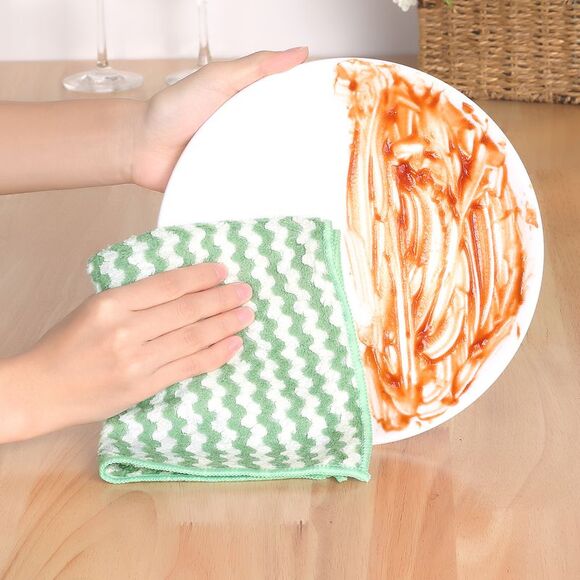 12 Pack Absorbent Reusable and Washable Clean Cloth 12" x 12" Green - Picture 6 of 6